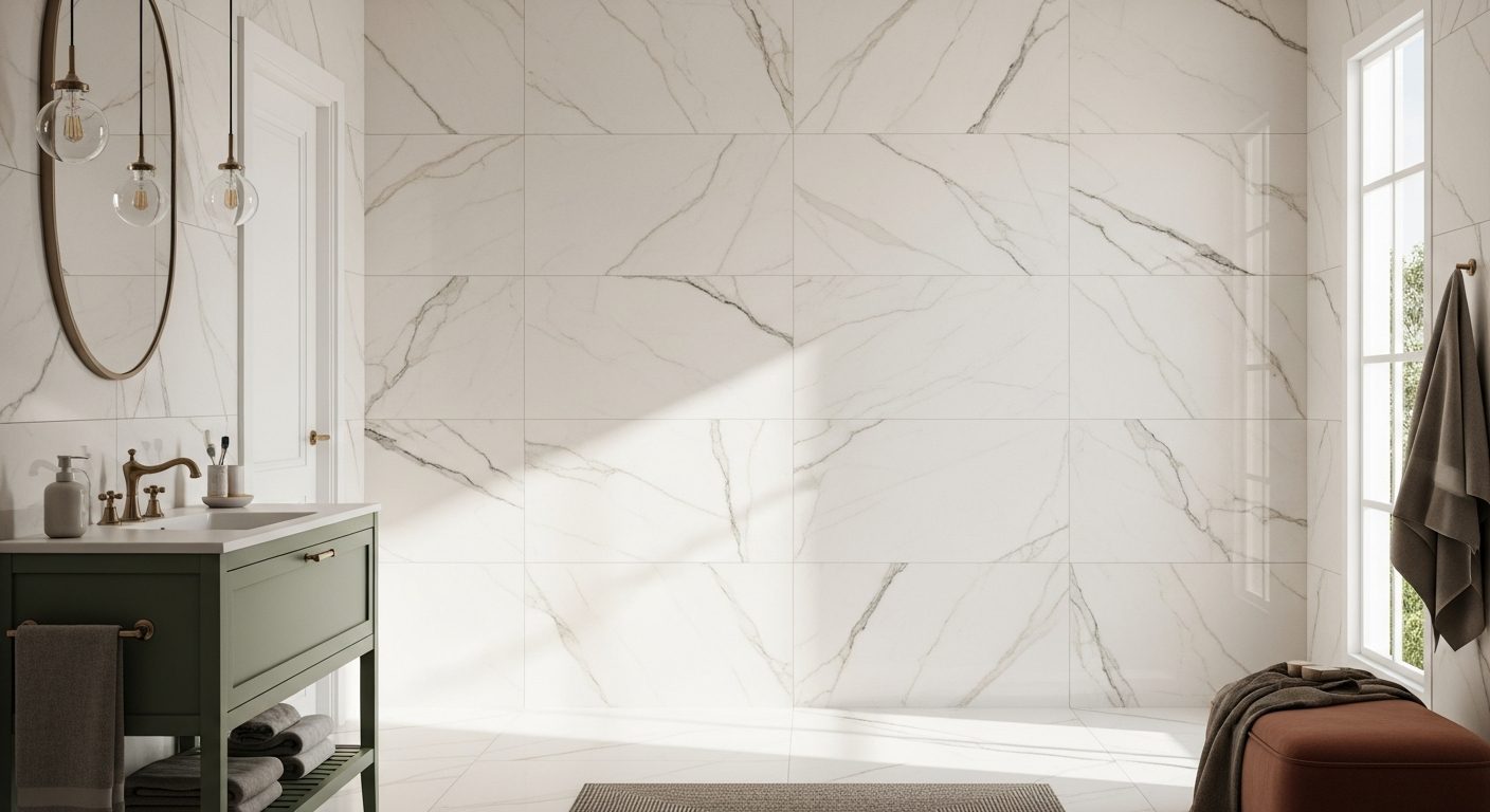 Porcelánico de gran formato para baño