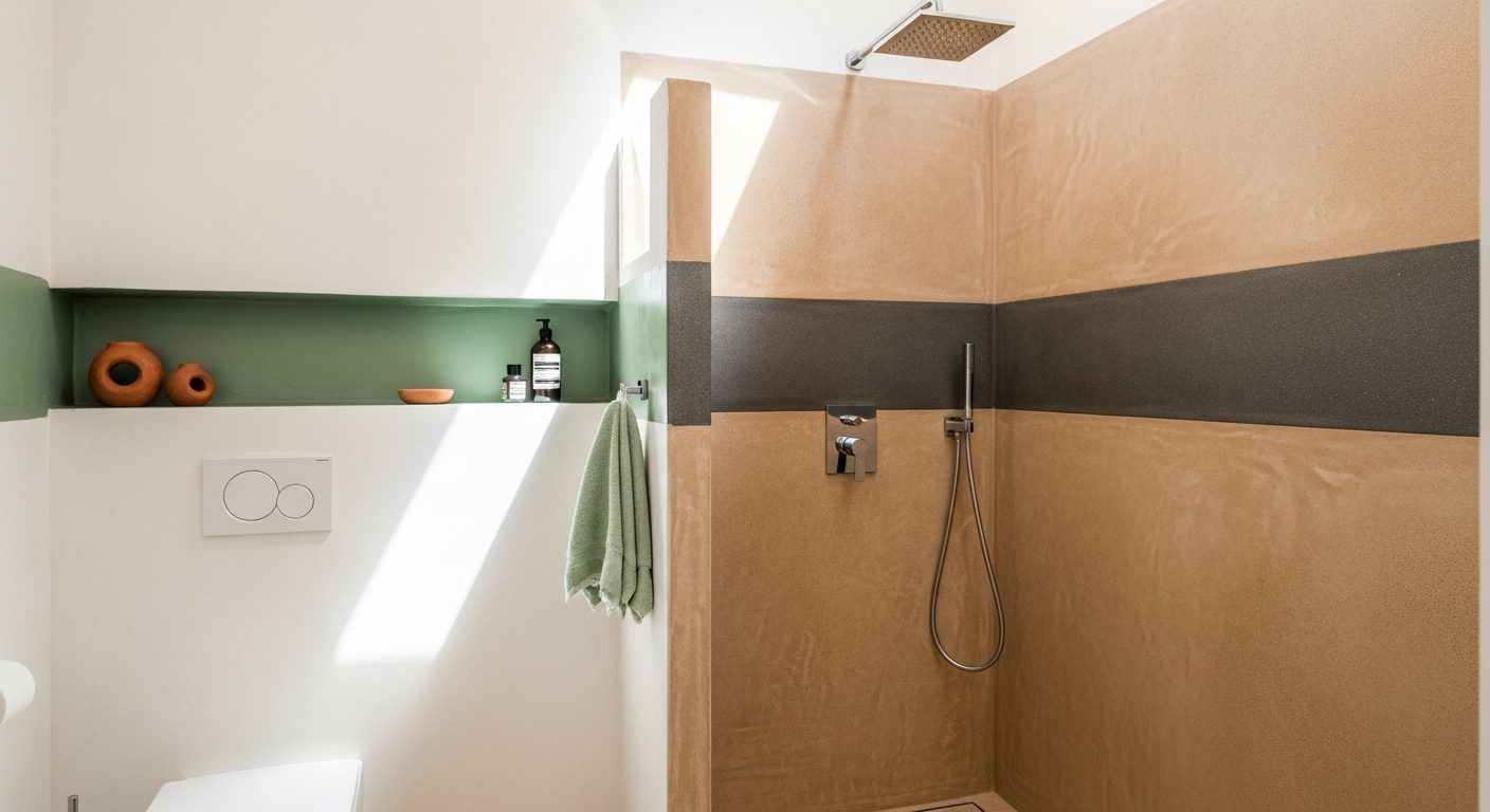 Microcemento en pared de baño