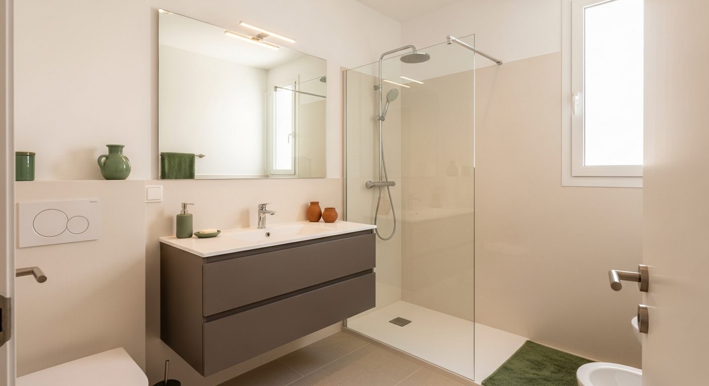 Baño pequeño reformado y optimizado en Tenerife